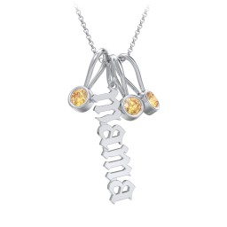Gothic Mama Necklace with 3 Birthstone Charms