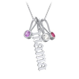 Gothic Mama Necklace with 3 Birthstone Charms