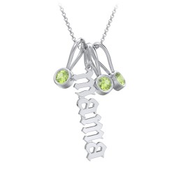 Gothic Mama Necklace with 3 Birthstone Charms