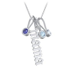 Gothic Mama Necklace with 3 Birthstone Charms