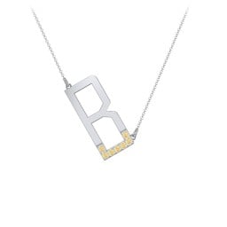 Asymmetrical Initial Necklace with Accent Stones - B