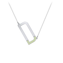 Asymmetrical Initial Necklace with Accent Stones - D