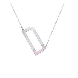 Asymmetrical Initial Necklace with Accent Stones - D