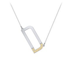 Asymmetrical Initial Necklace with Accent Stones - D