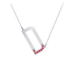 Asymmetrical Initial Necklace with Accent Stones - D