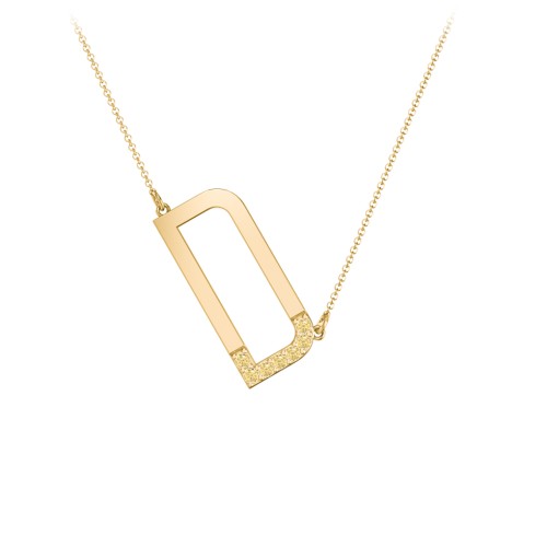 Asymmetrical Initial Necklace with Accent Stones - D – 18K Gold Plated Silver with Citrine