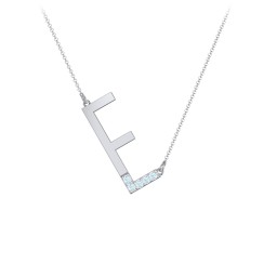 Asymmetrical Initial Necklace with Accent Stones - E