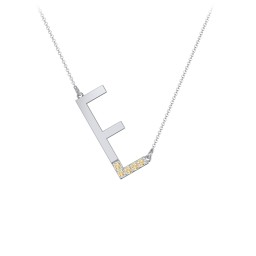 Asymmetrical Initial Necklace with Accent Stones - E