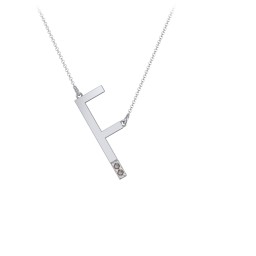 Asymmetrical Initial Necklace with Accent Stones - F