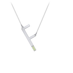 Asymmetrical Initial Necklace with Accent Stones - F