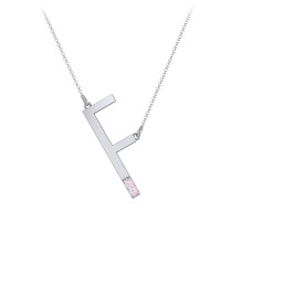 Asymmetrical Initial Necklace with Accent Stones - F