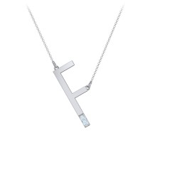 Asymmetrical Initial Necklace with Accent Stones - F
