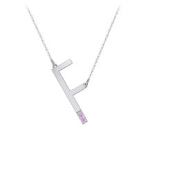 Asymmetrical Initial Necklace with Accent Stones - F