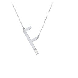 Asymmetrical Initial Necklace with Accent Stones - F