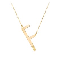 Asymmetrical Initial Necklace with Accent Stones - F in 18K Gold Plated Silver with Citrine