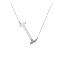 Asymmetrical Initial Necklace with Accent Stones - I