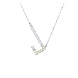 Asymmetrical Initial Necklace with Accent Stones - J
