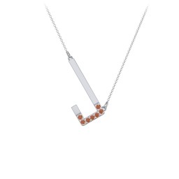 Asymmetrical Initial Necklace with Accent Stones - J