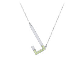 Asymmetrical Initial Necklace with Accent Stones - J