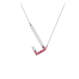 Asymmetrical Initial Necklace with Accent Stones - J