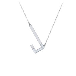 Asymmetrical Initial Necklace with Accent Stones - J