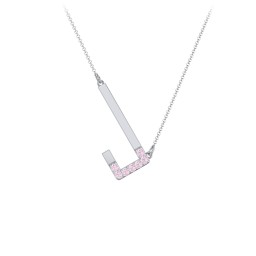 Asymmetrical Initial Necklace with Accent Stones - J