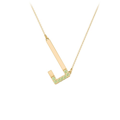 Asymmetrical Initial Necklace with Accent Stones - J – 18K Gold Plated Silver with Peridot