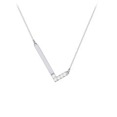 Asymmetrical Initial Necklace with Accent Stones - L