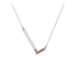Asymmetrical Initial Necklace with Accent Stones - L
