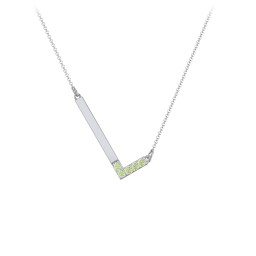 Asymmetrical Initial Necklace with Accent Stones - L