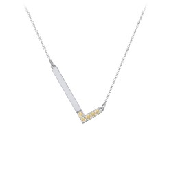 Asymmetrical Initial Necklace with Accent Stones - L