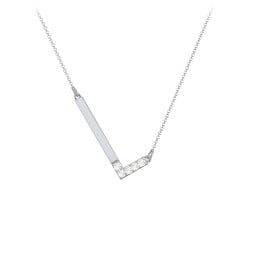 Asymmetrical Initial Necklace with Accent Stones - L