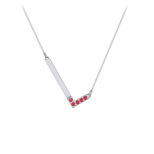 Asymmetrical Initial Necklace with Accent Stones - L