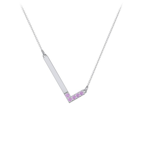 Asymmetrical Initial Necklace with Accent Stones - L