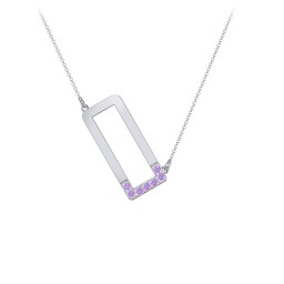 Asymmetrical Initial Necklace with Accent Stones - O