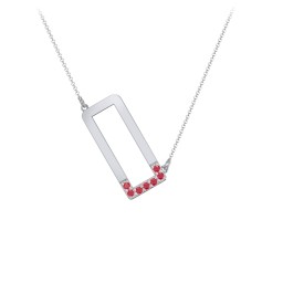 Asymmetrical Initial Necklace with Accent Stones - O