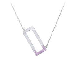 Asymmetrical Initial Necklace with Accent Stones - O