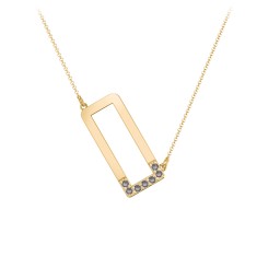 Asymmetrical Initial Necklace with Accent Stones - O in 18K Gold Plated Silver with Smokey Quartz