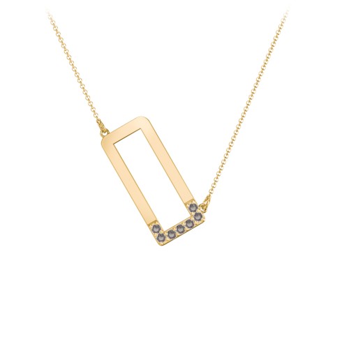 Asymmetrical Initial Necklace with Accent Stones - O – 18K Gold Plated Silver with Smokey Quartz