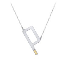 Asymmetrical Initial Necklace with Accent Stones - P
