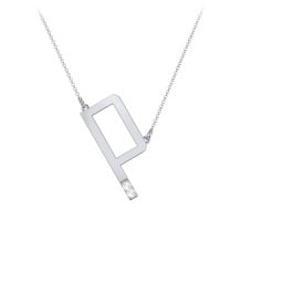 Asymmetrical Initial Necklace with Accent Stones - P
