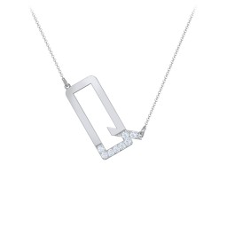 Asymmetrical Initial Necklace with Accent Stones - Q
