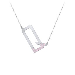 Asymmetrical Initial Necklace with Accent Stones - Q