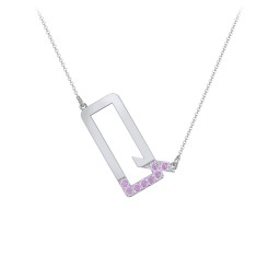 Asymmetrical Initial Necklace with Accent Stones - Q