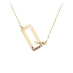 Asymmetrical Initial Necklace with Accent Stones - Q in 18K Gold Plated Silver with Smokey Quartz