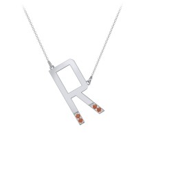 Asymmetrical Initial Necklace with Accent Stones - R