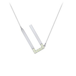 Asymmetrical Initial Necklace with Accent Stones - U