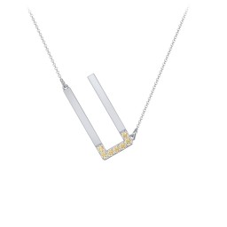 Asymmetrical Initial Necklace with Accent Stones - U