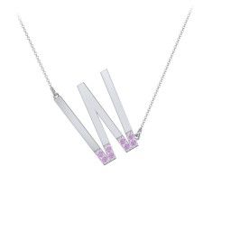 Asymmetrical Initial Necklace with Accent Stones - W
