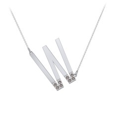 Asymmetrical Initial Necklace with Accent Stones - W
